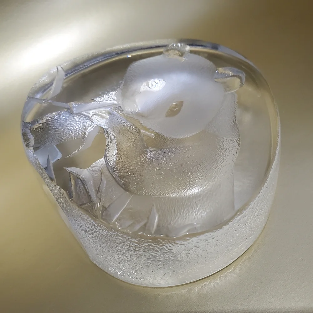 Mats Jonasson Sweden 🇸🇪 Lead Crystal Panda 🐼 4 1/2" Art Glass Signed Numbered - Picture 6 of 16